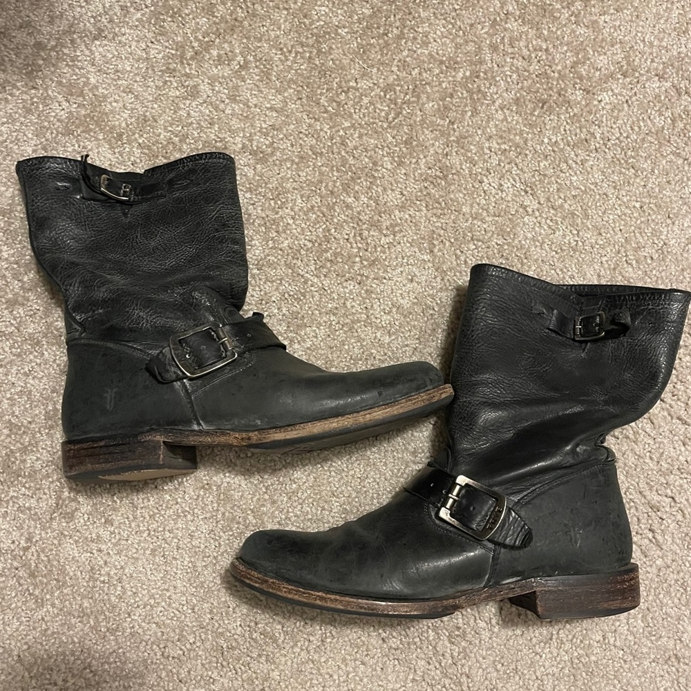 Frye Veronica Shortie Black Weathered Boots